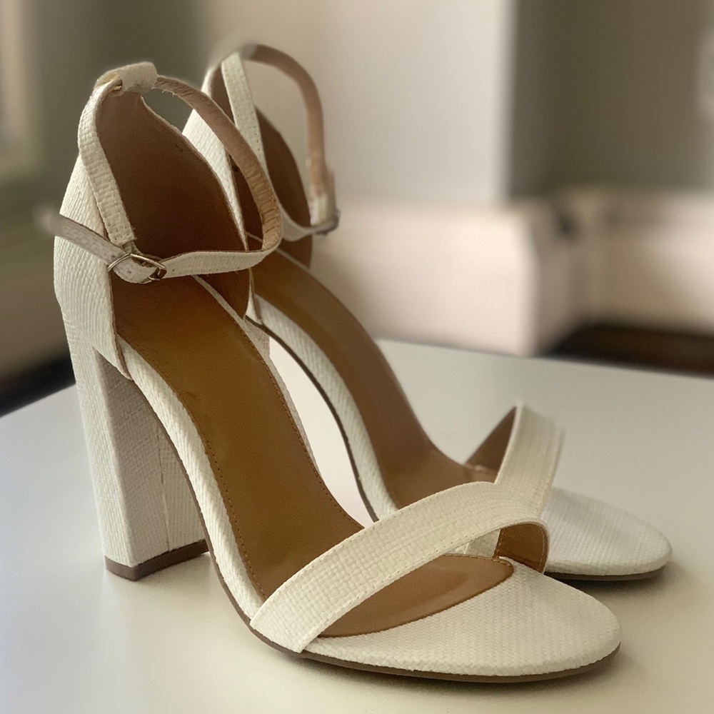 JustFab White Lorelai Block Heeled Sandal